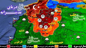 سرنوشت شمال سوریه یک ماه پس از توافق اردوغان و پوتین/ عقبنشینی ۱۵ تا ۲۵ کیلومتری تروریستها در استانهای حلب، حماه، ادلب و لاذقیه + نقشه میدانی سرنوشت شمال سوریه یک ماه پس از توافق اردوغان و پوتین/ عقبنشینی ۱۵ تا ۲۵ کیلومتری تروریستها در استانهای حلب، حماه، ادلب و لاذقیه + نقشه میدانی
