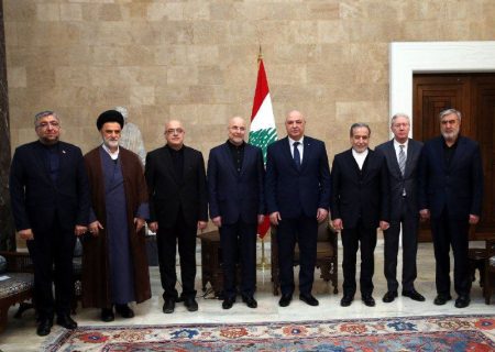 دیدار نامتعارف هیئت مقامات ایرانی با رئیس‌جمهور لبنان